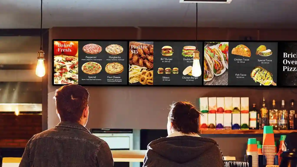 led menu board in restaurant