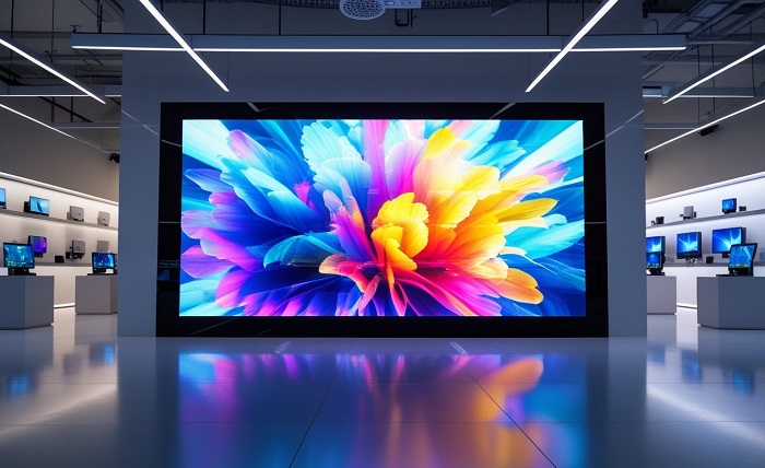 led screen in a showroom